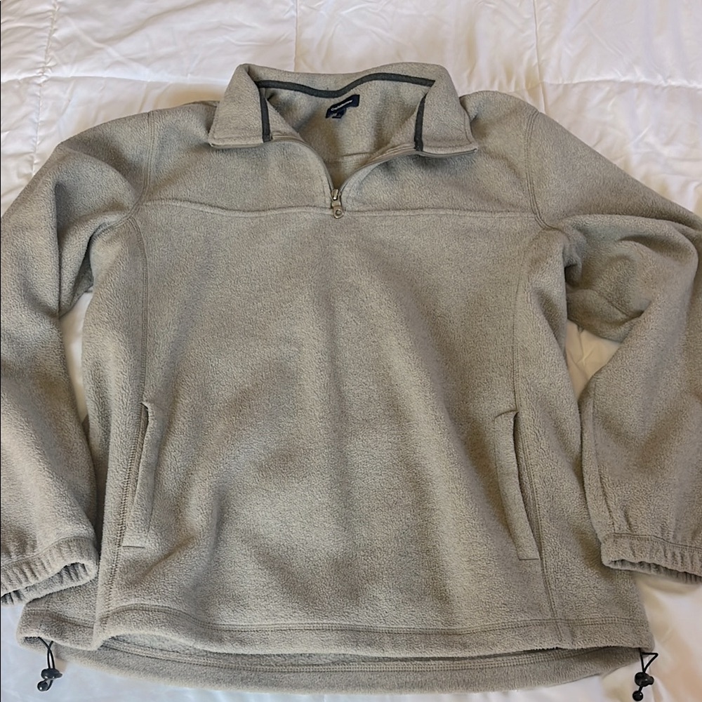 Croft&Barrow Men’s Tan Quarter Zip Fleece Pullover w/ Large Front Pockets